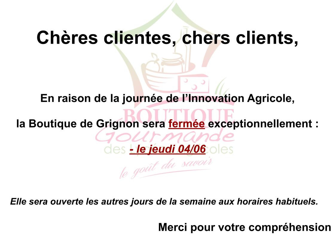 Fermeture exceptionnelle